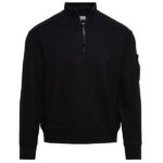 CP Company Cotton Diagonal Fleece Half Zip Sweater Zwart