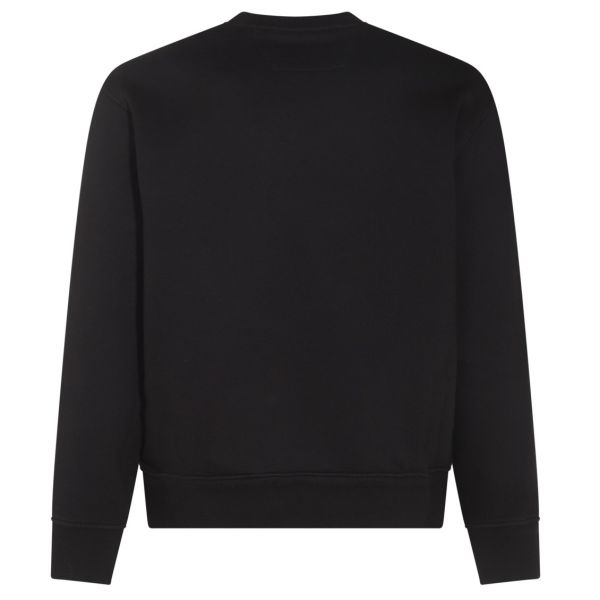 CP Company Cotton Diagonal Fleece Logo Sweater Zwart