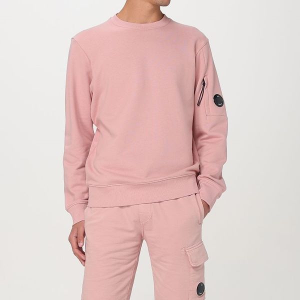 CP Company Diagonal Raised Fleece Lens Sweater Roze