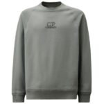 CP Company Diagonal Raised Fleece Logo Sweater Blauw