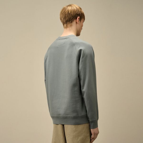 CP Company Diagonal Raised Fleece Logo Sweater Blauw