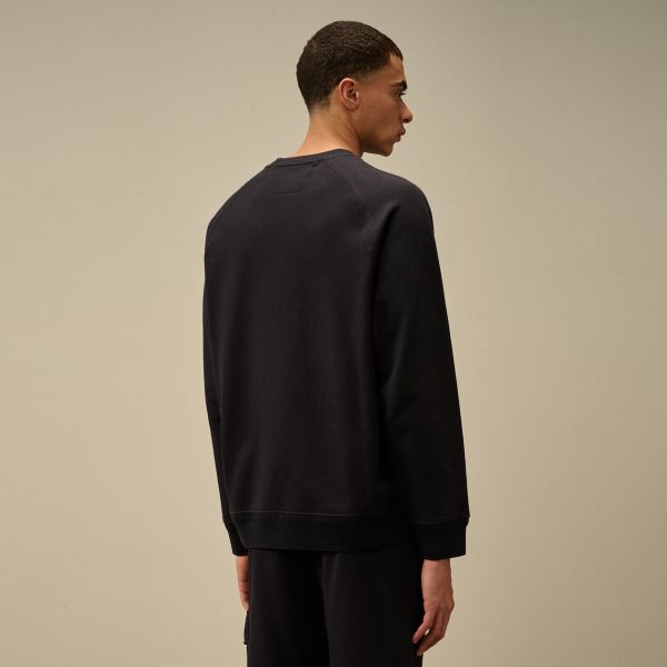 CP Company Diagonal Raised Fleece Logo Sweater Navy