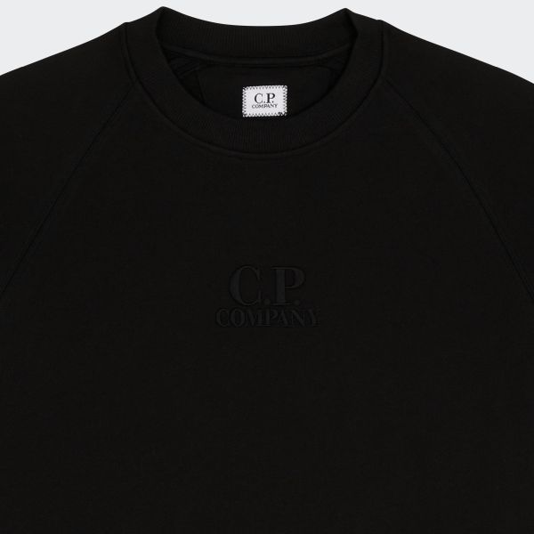 CP Company Diagonal Raised Fleece Logo Sweater Zwart