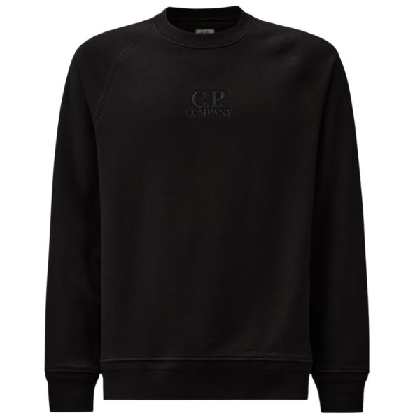 CP Company Diagonal Raised Fleece Logo Sweater Zwart