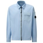CP Company Gabardine Zipped Overshirt Licht Blauw
