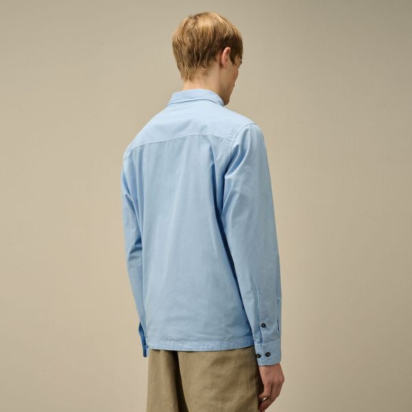 CP Company Gabardine Zipped Overshirt Licht Blauw