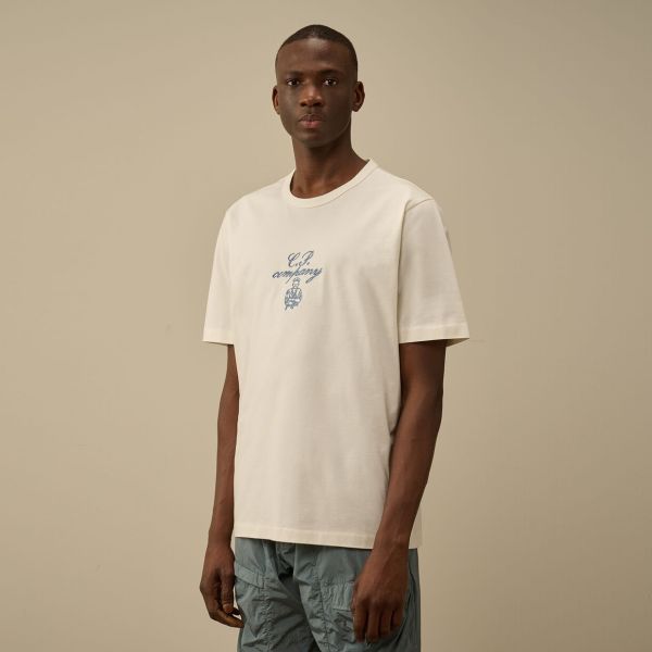 CP Company Mercerized Twisted Embroidery T-shirt Off White