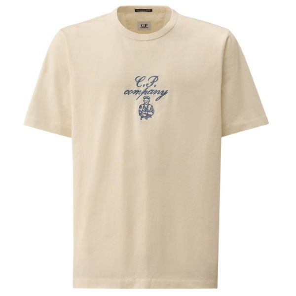 CP Company Mercerized Twisted Embroidery T-shirt Off White