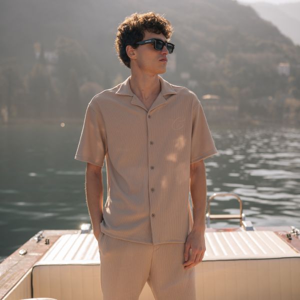 Croyez Ribbed Overhemd Beige