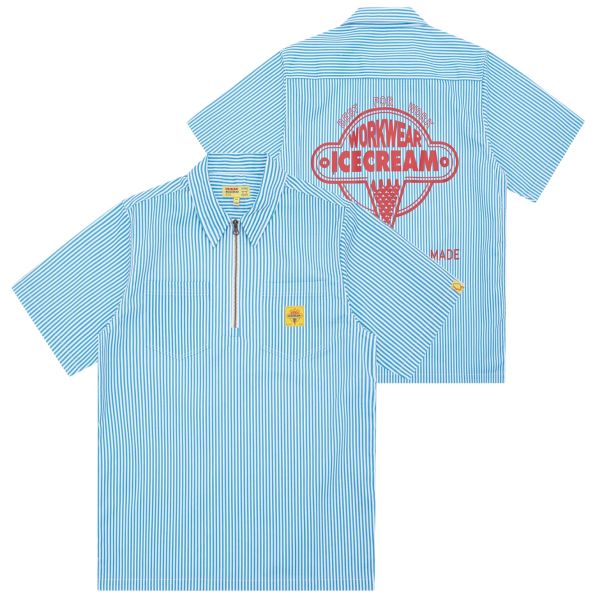 Icecream Quarter Zip Work Overhemd Licht Blauw