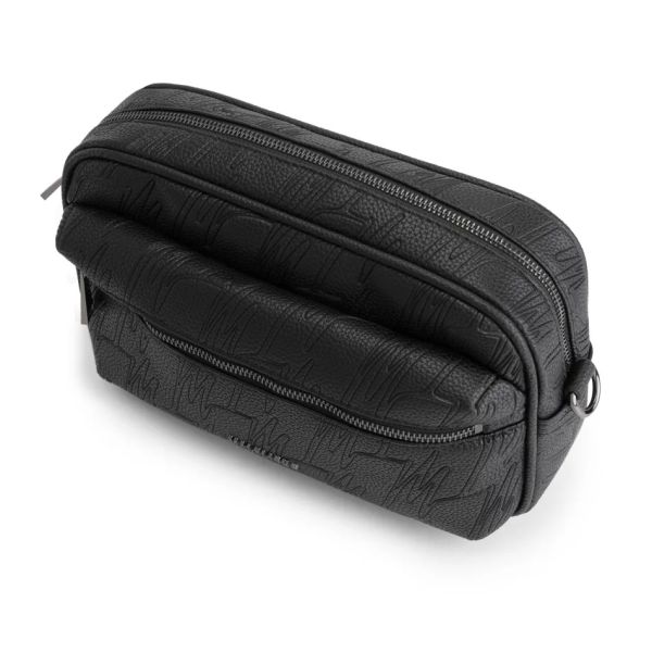 Malelions Debossed Messenger Bag Zwart