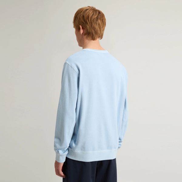 Woolrich Garment Dyed Sweater Licht Blauw