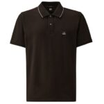 CP Company Stretch Piquet 2-Button Logo Polo Zwart