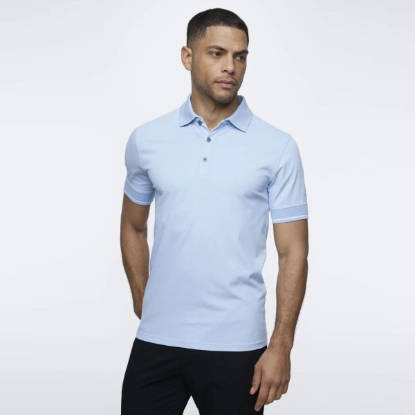 Genti 3 Buttons Polo Licht Blauw