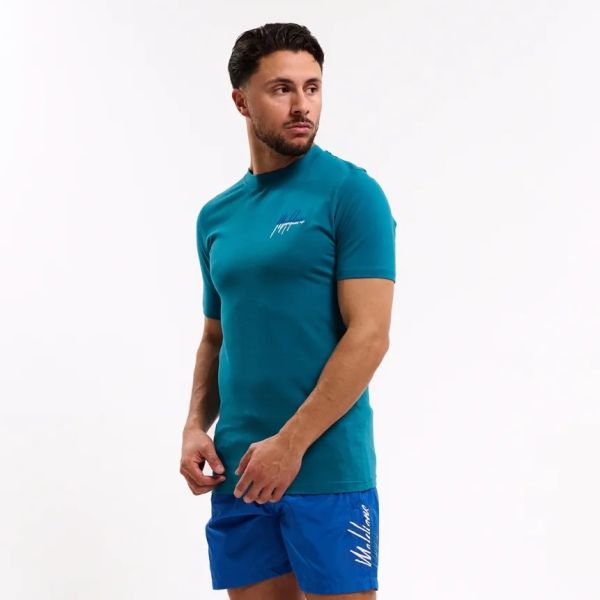 Malelions Split Slim T-shirt Blauw