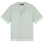 Malelions Knitted Camp Collar Overhemd Licht Groen