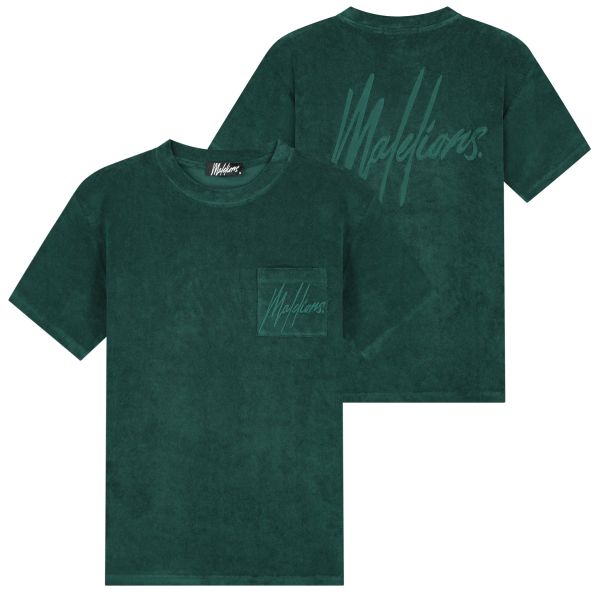 Malelions Signature Towelling T-shirt Donker Groen