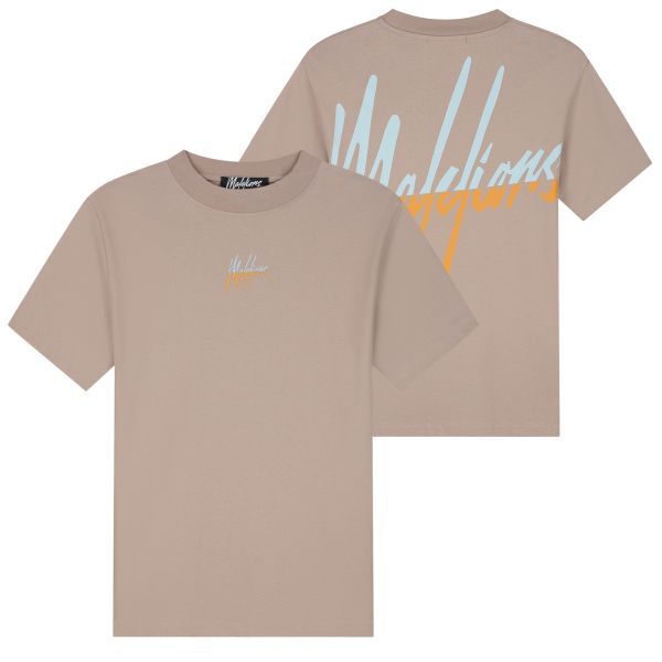 Malelions Split T-shirt Beige