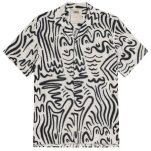 OAS Aerosol Viscose Overhemd Wit/Zwart