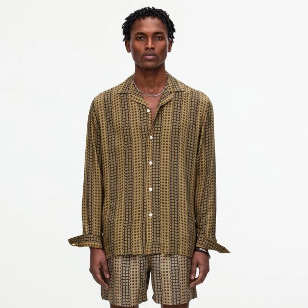 OAS Regalia Viscose Overhemd Donker Groen