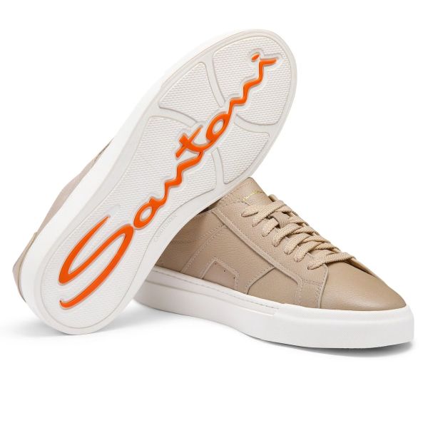 Santoni Double Buckle Signature Sneaker Beige